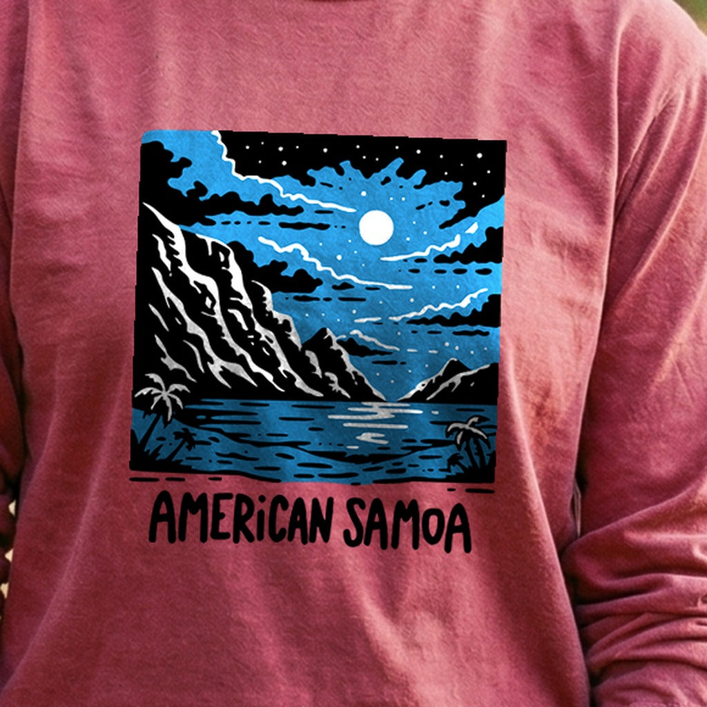 American Samoa at Night Cotton Long Sleeve