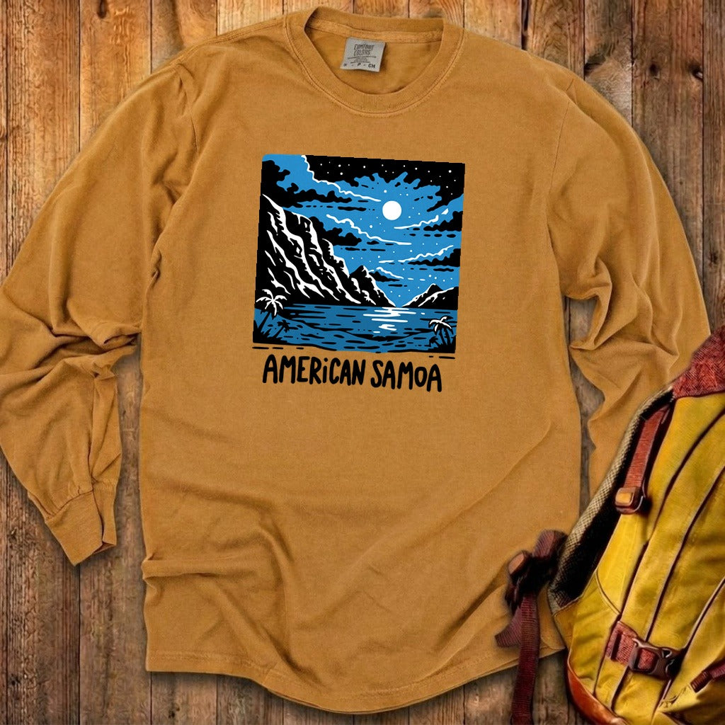 American Samoa at Night Cotton Long Sleeve