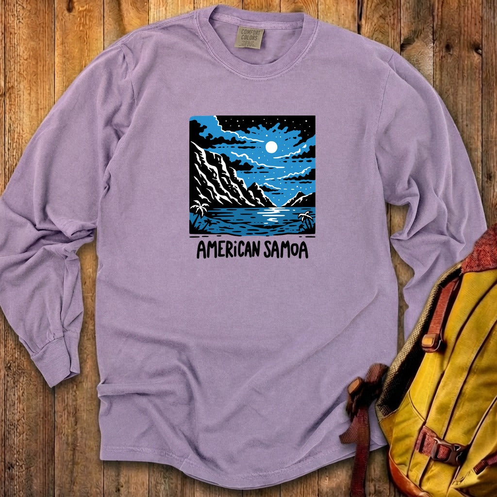 American Samoa at Night Cotton Long Sleeve