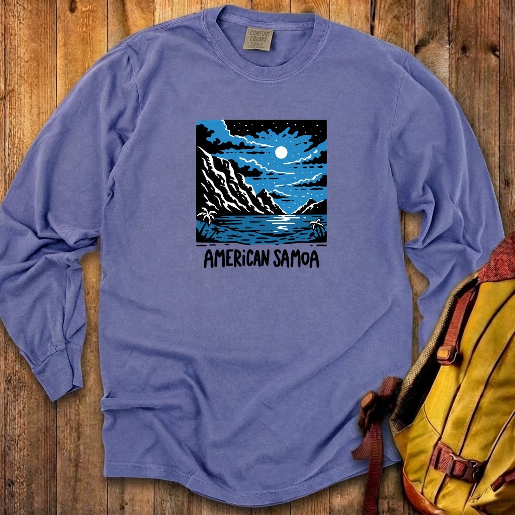 American Samoa at Night Cotton Long Sleeve