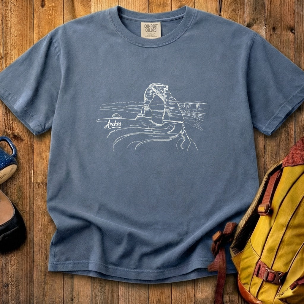 Arches Line Drawing Cotton T-Shirt