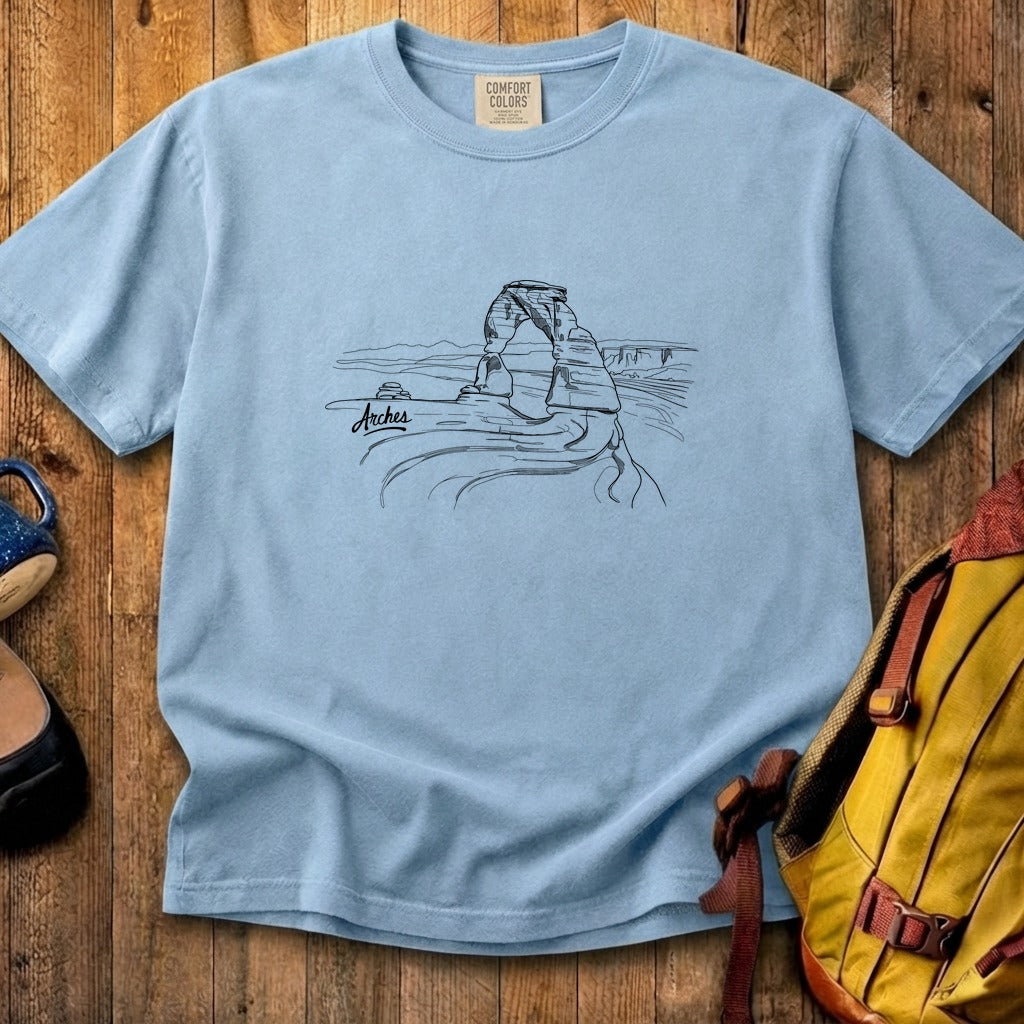 Arches Line Drawing Cotton T-Shirt