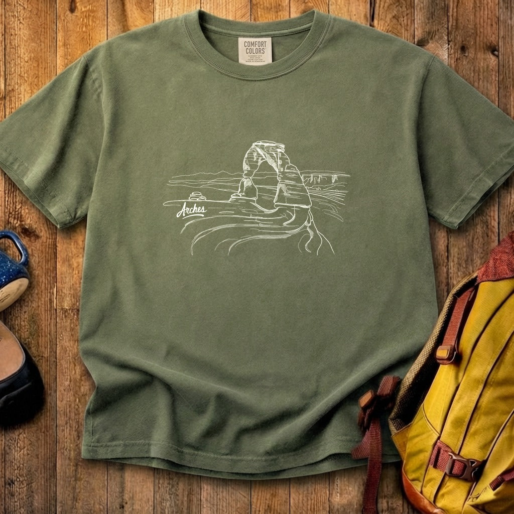 Arches Line Drawing Cotton T-Shirt