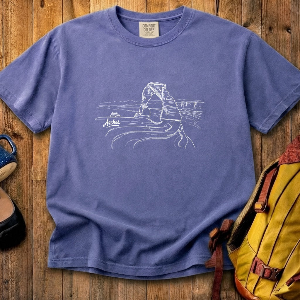 Arches Line Drawing Cotton T-Shirt