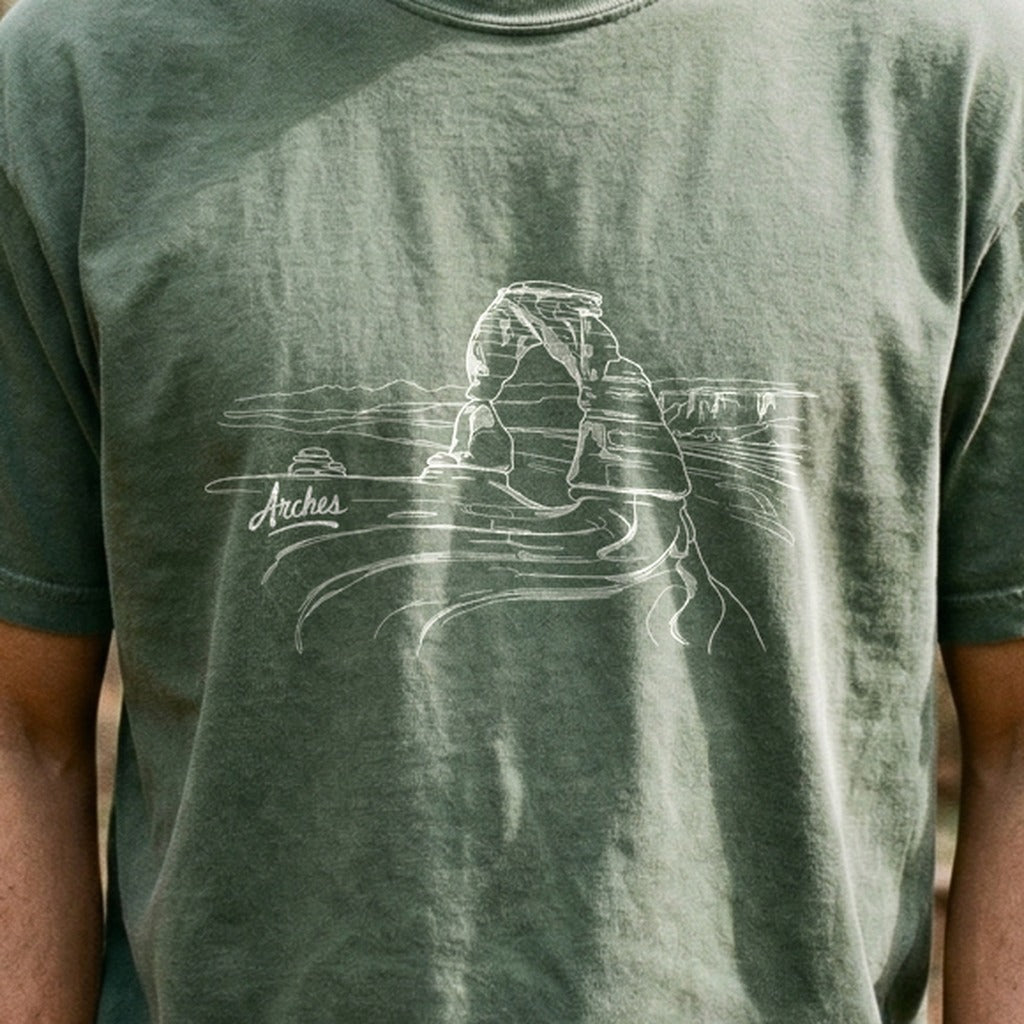 Arches Line Drawing Cotton T-Shirt