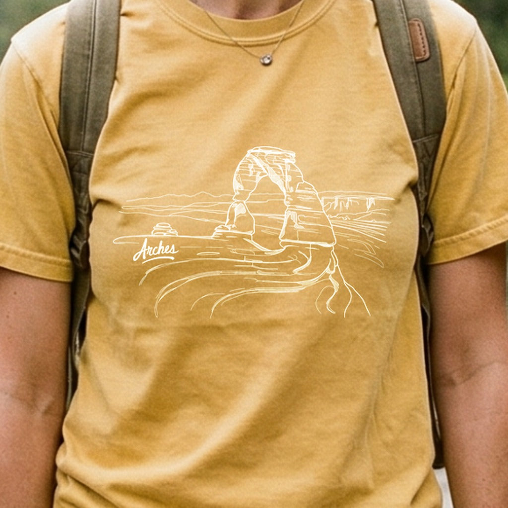 Arches Line Drawing Cotton T-Shirt