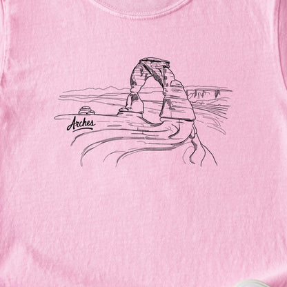Arches Line Drawing Kids Cotton T-Shirt