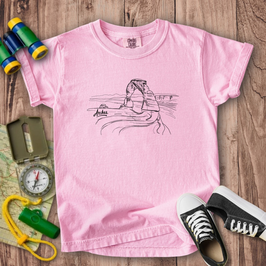 Arches Line Drawing Kids Cotton T-Shirt