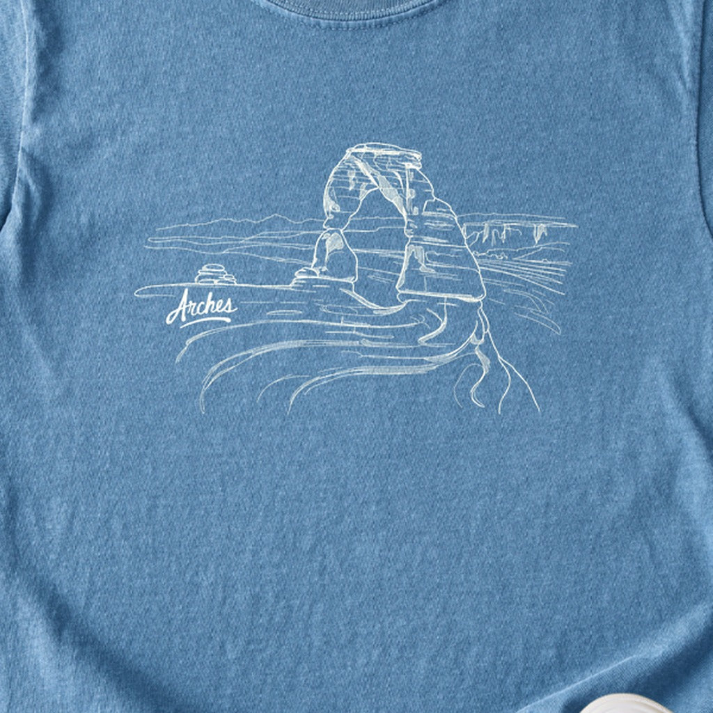 Arches Line Drawing Kids Cotton T-Shirt