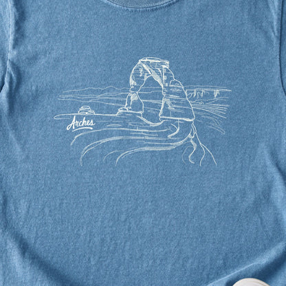 Arches Line Drawing Kids Cotton T-Shirt