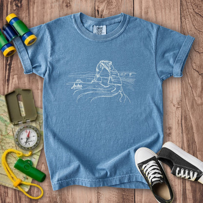 Arches Line Drawing Kids Cotton T-Shirt