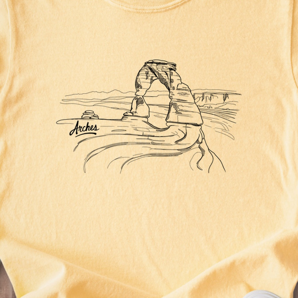 Arches Line Drawing Kids Cotton T-Shirt