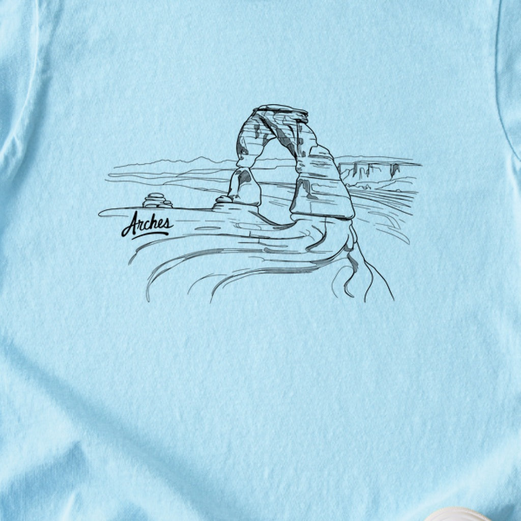 Arches Line Drawing Kids Cotton T-Shirt