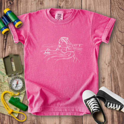 Arches Line Drawing Kids Cotton T-Shirt
