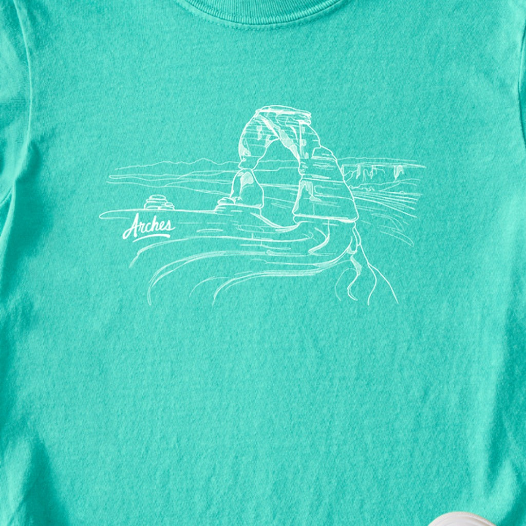 Arches Line Drawing Kids Cotton T-Shirt