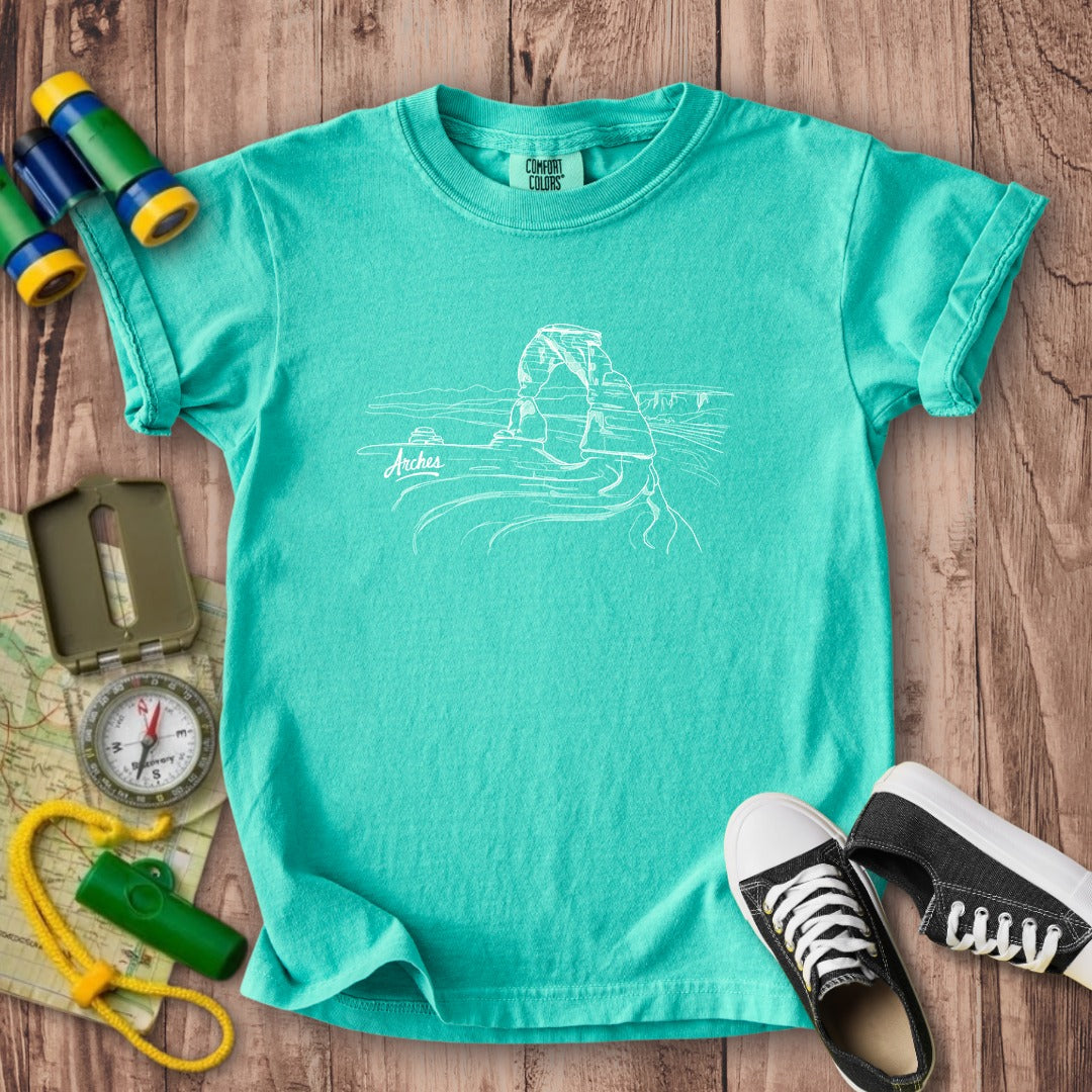 Arches Line Drawing Kids Cotton T-Shirt