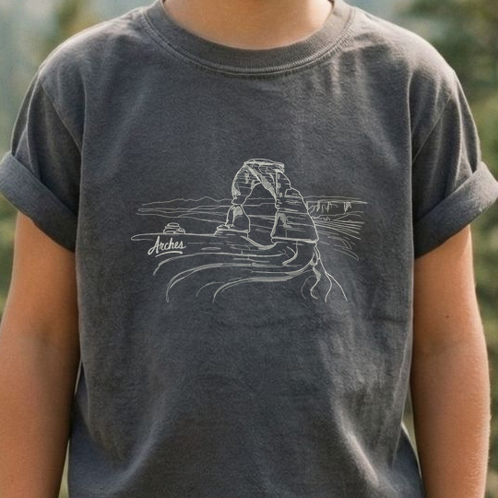Arches Line Drawing Kids Cotton T-Shirt