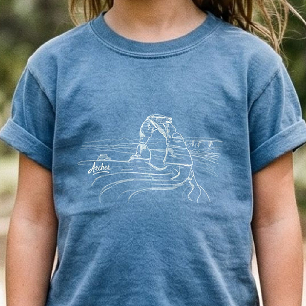 Arches Line Drawing Kids Cotton T-Shirt