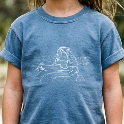 Arches Line Drawing Kids Cotton T-Shirt