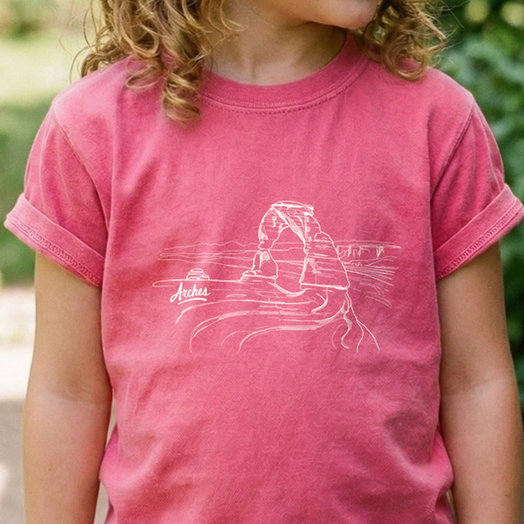 Arches Line Drawing Kids Cotton T-Shirt