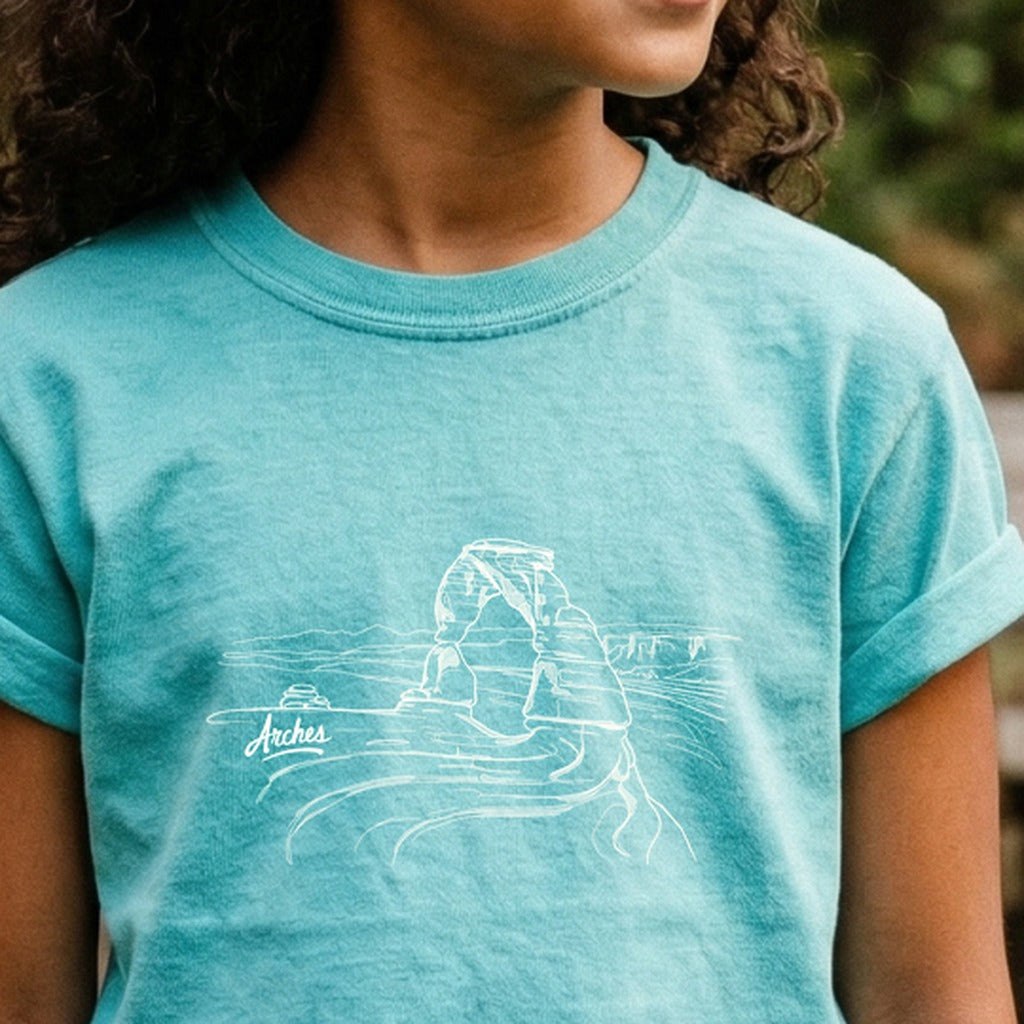 Arches Line Drawing Kids Cotton T-Shirt