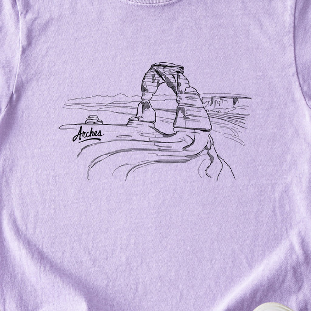 Arches Line Drawing Kids Cotton T-Shirt