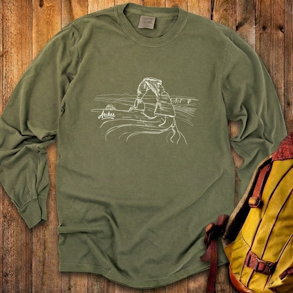 Arches Line Drawing Cotton Long Sleeve
