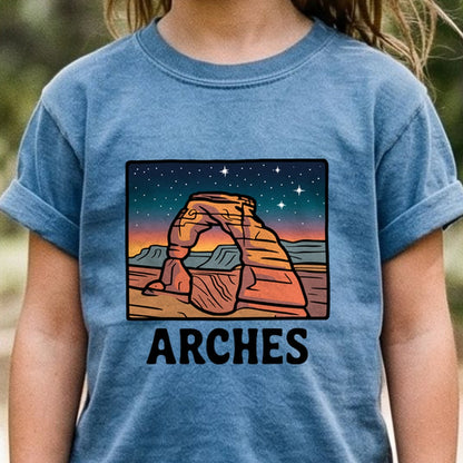 Arches at Night Kids Cotton T-Shirt
