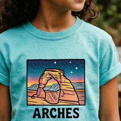 Arches at Night Kids Cotton T-Shirt