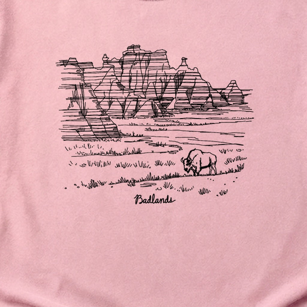 Badlands Line Drawing Cotton T-Shirt