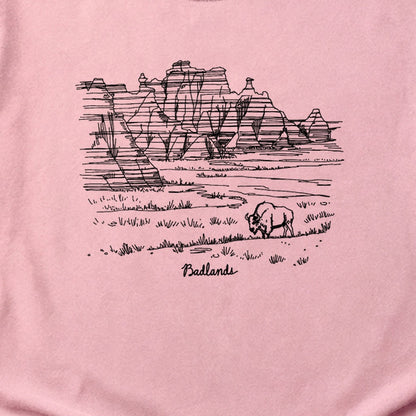 Badlands Line Drawing Cotton T-Shirt