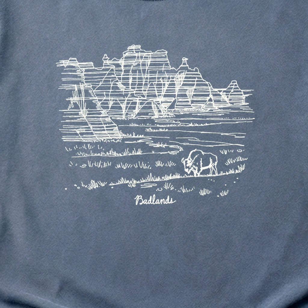 Badlands Line Drawing Cotton T-Shirt