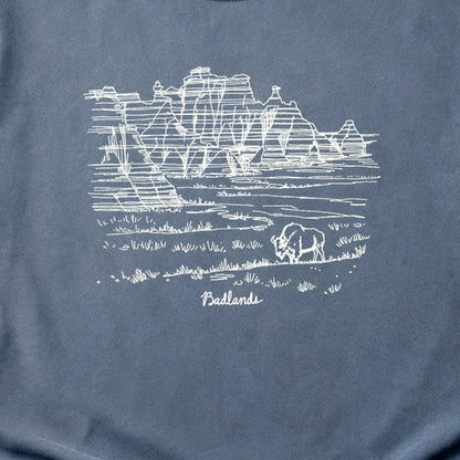 Badlands Line Drawing Cotton T-Shirt