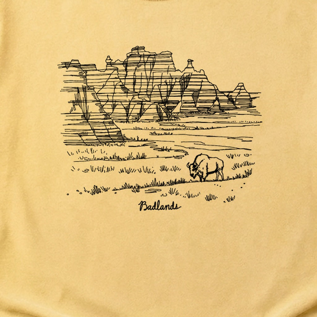 Badlands Line Drawing Cotton T-Shirt