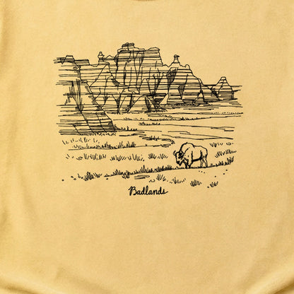 Badlands Line Drawing Cotton T-Shirt