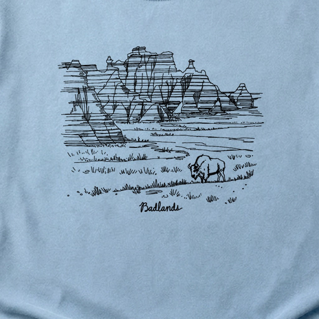 Badlands Line Drawing Cotton T-Shirt