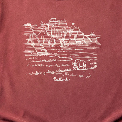 Badlands Line Drawing Cotton T-Shirt
