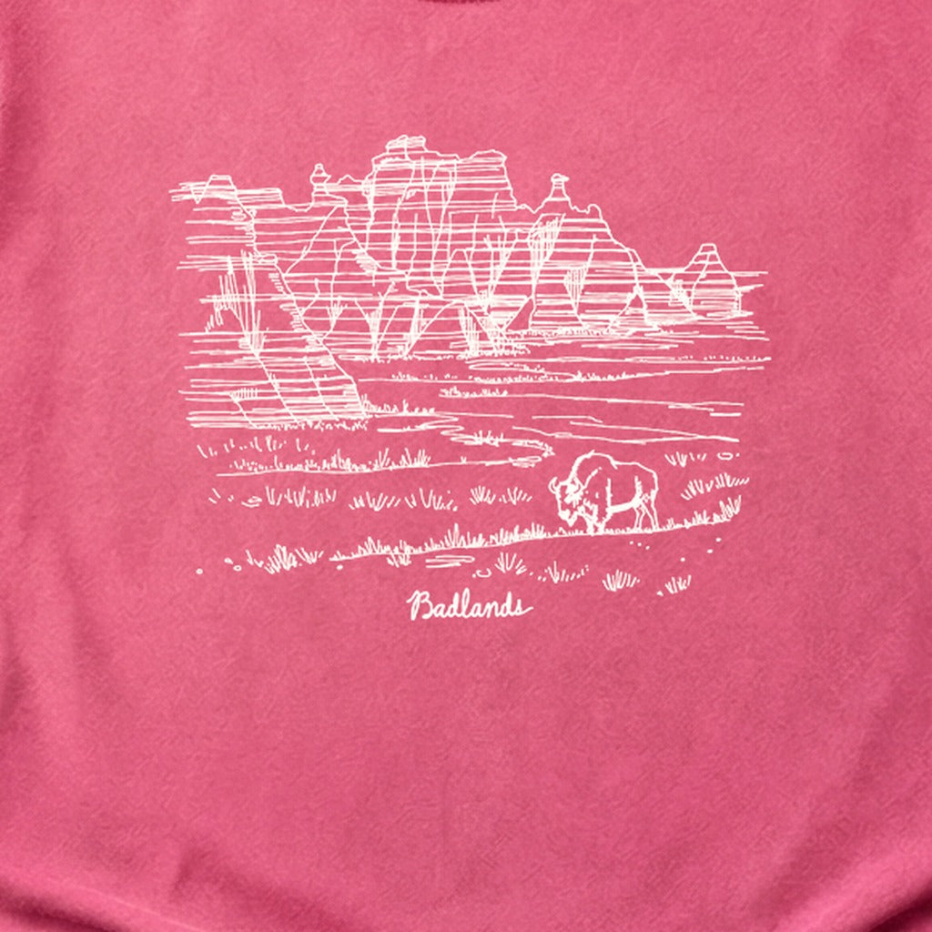 Badlands Line Drawing Cotton T-Shirt