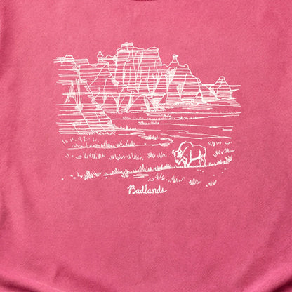Badlands Line Drawing Cotton T-Shirt