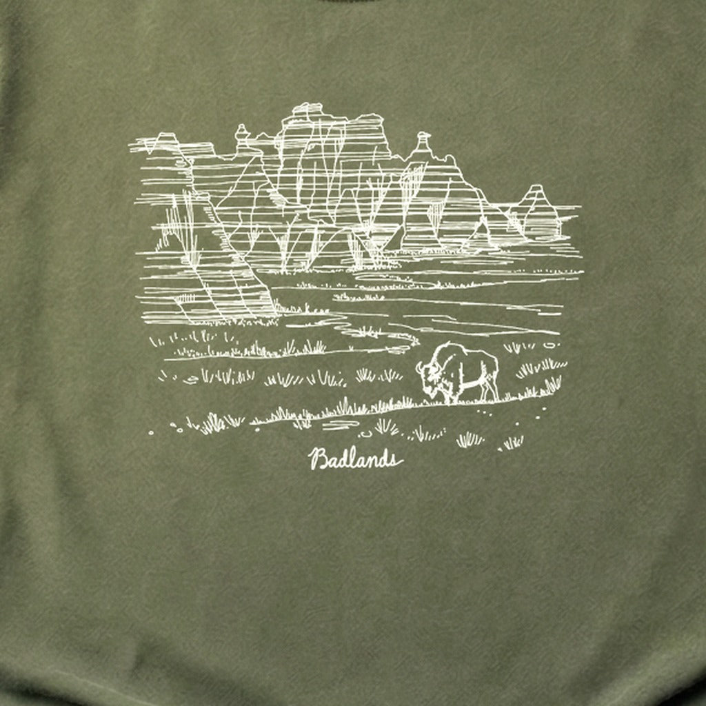 Badlands Line Drawing Cotton T-Shirt