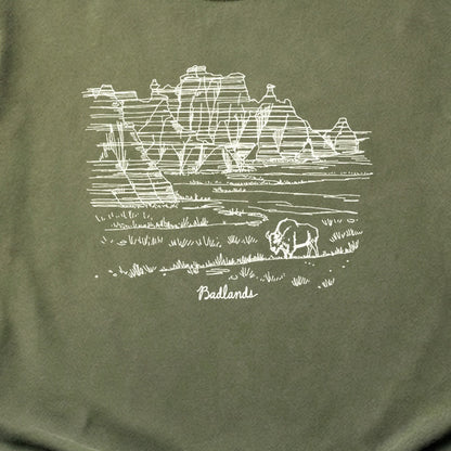 Badlands Line Drawing Cotton T-Shirt