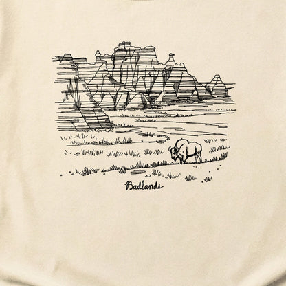 Badlands Line Drawing Cotton T-Shirt