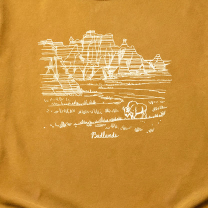 Badlands Line Drawing Cotton T-Shirt