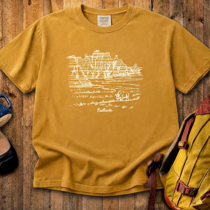 Badlands Line Drawing Cotton T-Shirt
