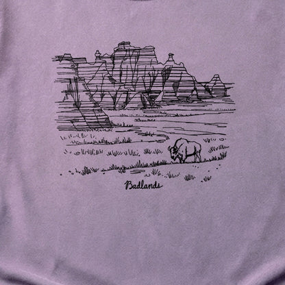 Badlands Line Drawing Cotton T-Shirt