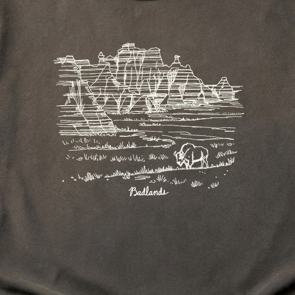 Badlands Line Drawing Cotton T-Shirt