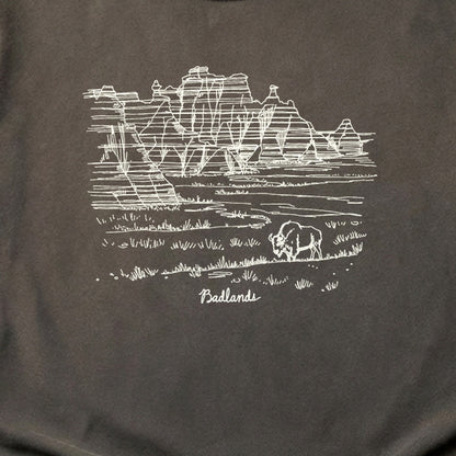 Badlands Line Drawing Cotton T-Shirt