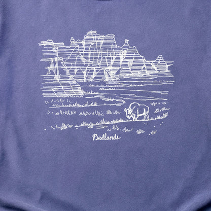 Badlands Line Drawing Cotton T-Shirt
