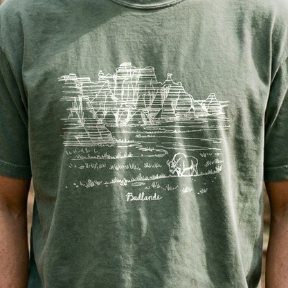 Badlands Line Drawing Cotton T-Shirt