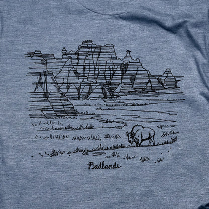 Badlands Line Drawing T-Shirt